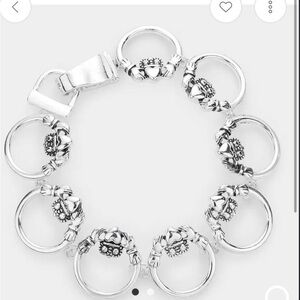 Sterling Silver Heart Link Bracelet - Silver